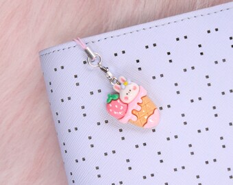 Bunny Cone Planner Charm, Phone Charm, Purse Charm | Planner Accessories