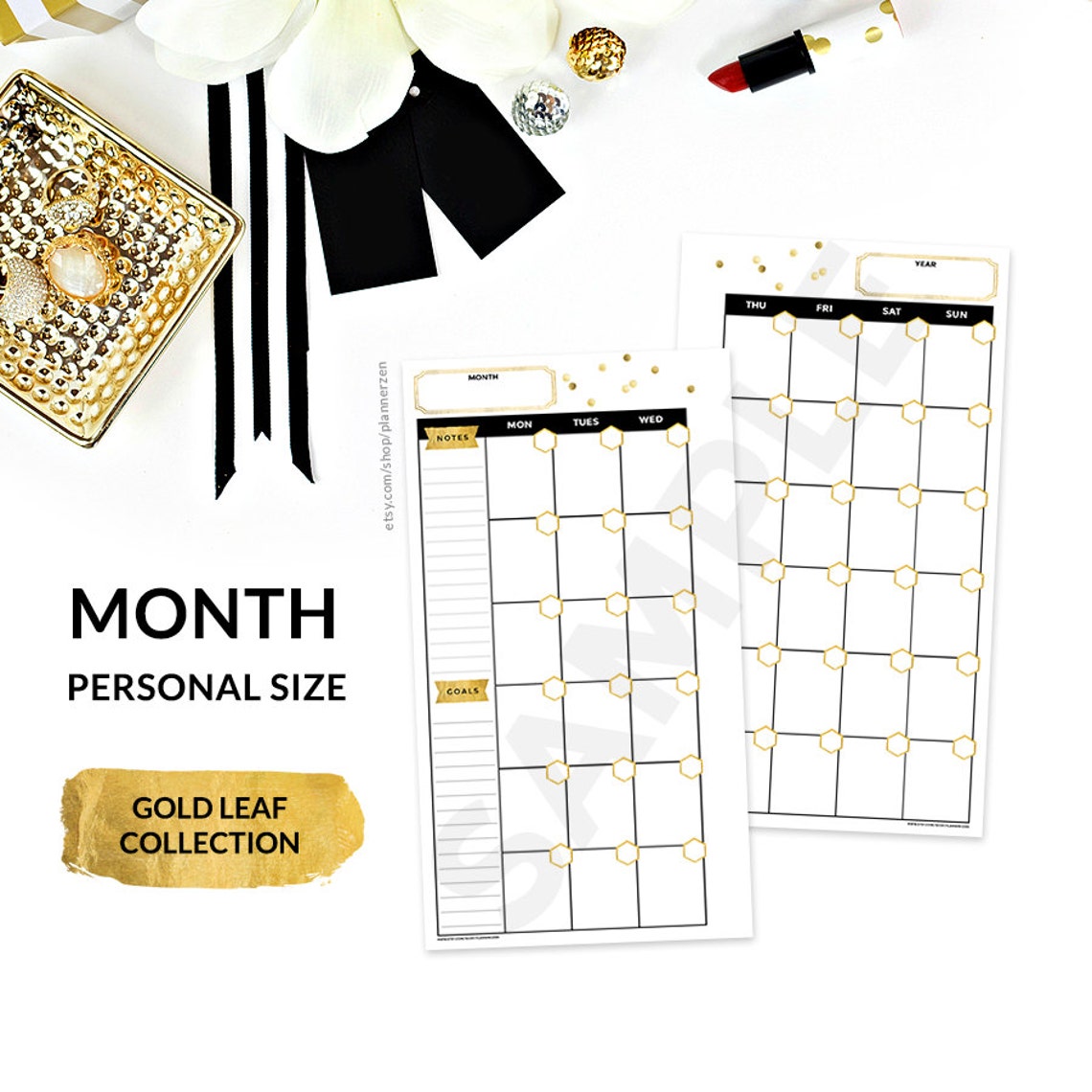 Gold Style Printable Planner Inserts Refills PERSONAL Size - Gold ...