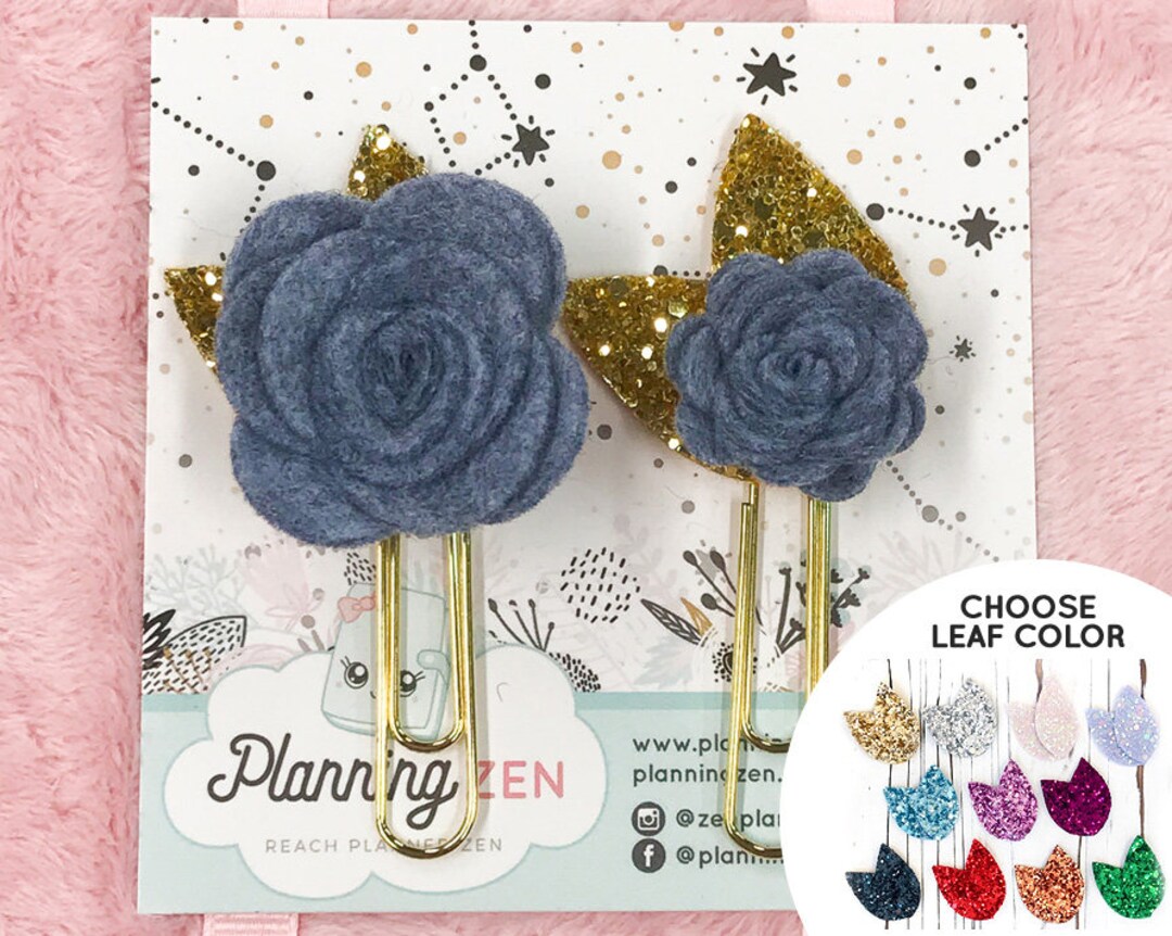 Felt Flower Planner Clip, Wool Felt Flowers Planner Accessories