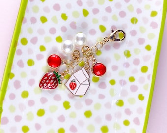 Strawberry Milk Planner Charm - Planner Accessories, Travelers Notebook Charm