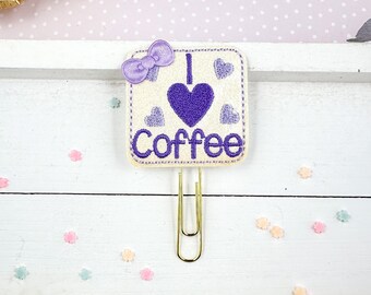 Clip per pianificatore di caffè I Heart / Accessori per pianificatore, segnalibro a graffetta, regalo per pianificatore