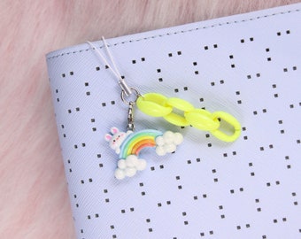 Rainbow Bunny Planner Charm, Phone Charm, Purse Charm | Planner Accessories