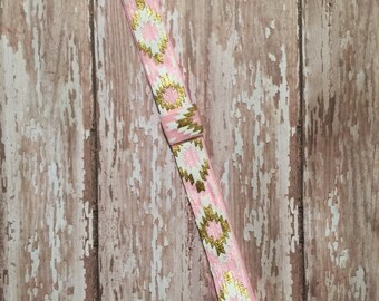 Planner Band, Book and Planner Accessories - Pink Gold Tribal Planner Band with Pen Loop