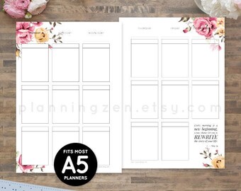 Printable Vertical ECLP A5 Planner Inserts - Undated Weekly WO2P Layout - Digital Planner Inserts - Large KikkiK Filofax Planner Inserts