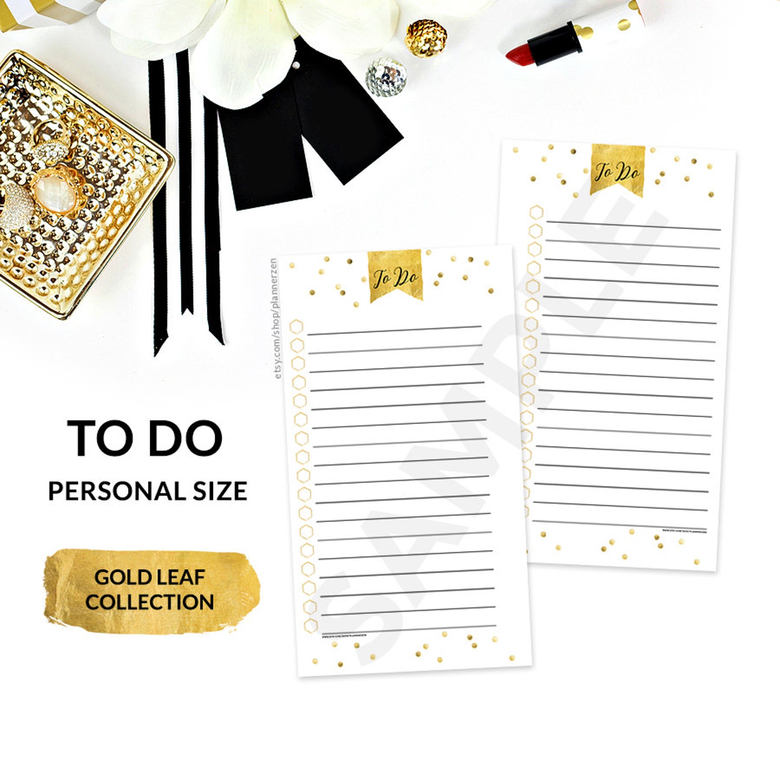 Gold Style Printable Planner Inserts Refills PERSONAL Size - Gold ...