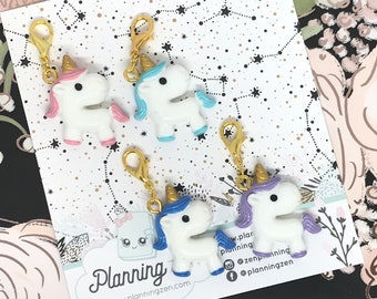 Kawaii Unicorn Planner Charms - Planner Accessories, Travelers Notebook Charm