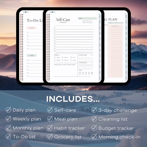 Undatierter digitaler Planer für iPad, Goodnotes, Tagesplaner, Wochenplaner, Jahresplaner, Kalender Zauberhafte Himmel Bild 6