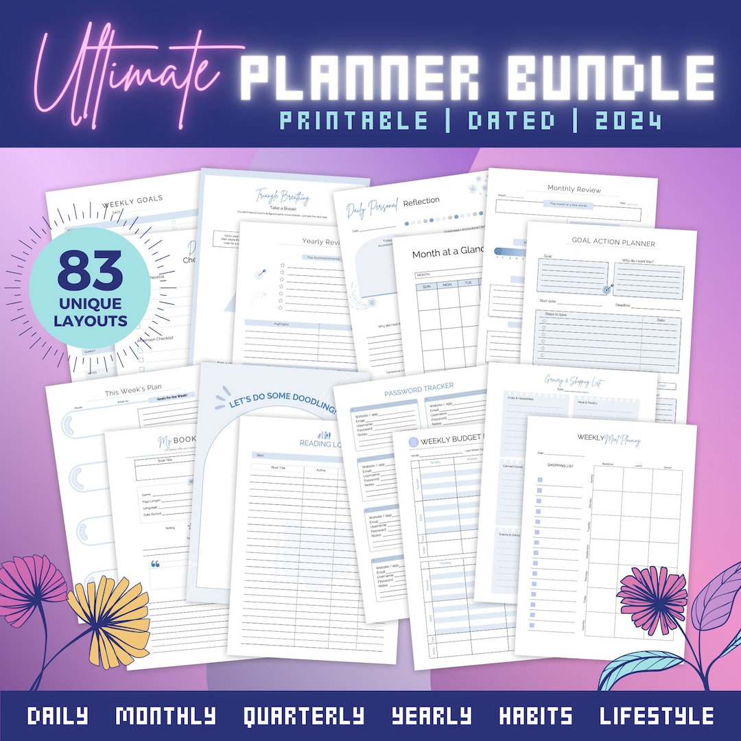 Ultimate Printable 2024 Planner Bundle Daily Planner Weekly - Etsy