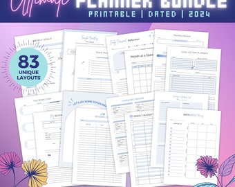 Ultimate Printable 2024 Planner Bundle | Daily Planner, Weekly Planner, Yearly Planner, Calendar