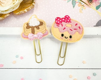 Donut , Pancakes Planner Clips | Planner Accessories, Paperclip Bookmark, Planner Gift