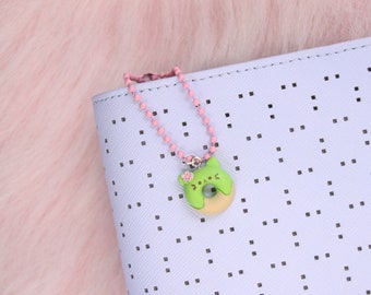 Kitty Matcha Donut Planner Charm, Phone Charm, Purse Charm | Planner Accessories