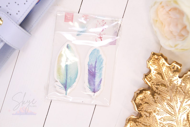 Watercolor Feathers Sticky Notes Memo Pads image 1