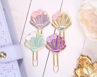 Holographic Seashell Planner Clip | Planner Accessories, Paperclip Bookmark, Planner Gift