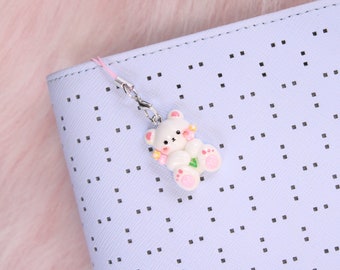 Flower Bear Planner Charm, Phone Charm, Purse Charm | Planner Accessories
