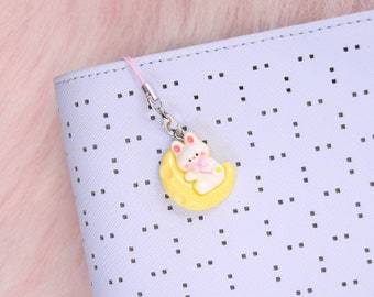 Moon Bunny Planner Charm, Phone Charm, Purse Charm | Planner Accessories