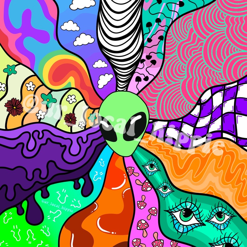 Psychedelic Trippy Digital Print Art - Etsy