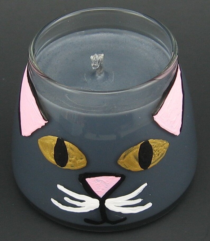 Crazy Cat Lady Cat Guy Starter Kit Hand-painted Kitten Mini Soy Container Candle Set Black Cat, Blue-grey Cat, White Cat, and Ginger Cat image 9