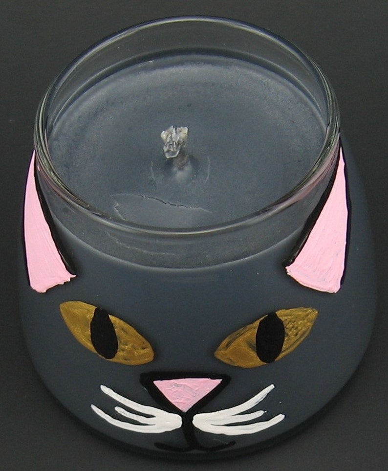 Crazy Cat Lady Cat Guy Starter Kit Hand-painted Kitten Mini Soy Container Candle Set Black Cat, Blue-grey Cat, White Cat, and Ginger Cat image 10