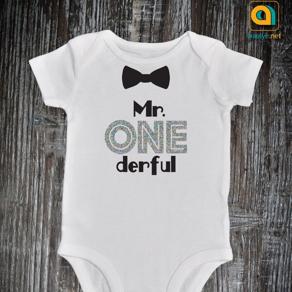 Mr One Derful Onesie, First Birthday Mr Onederful Outfit, Cake Smash Outfit Boy, 1st Birthday Baby Boy Onesie, Bow Tie Baby boy Outfit