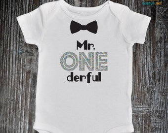 Mr One Derful Onesie, First Birthday Mr Onederful Outfit, Cake Smash Outfit Boy, 1st Birthday Baby Boy Onesie, Bow Tie Baby boy Outfit