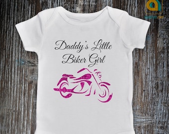 Daddy's little biker girl graphic shirt | BORN TO RIDE Motorcycle Harley Bike Baby girl  shirt | crawl walk ride