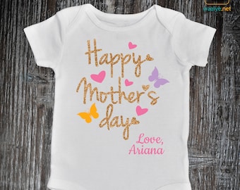 Happy First Mother's Day Onesie®, Personalized First Mother's Day Baby Outfit, Mothers Day gift from Baby Girl, My First Mother's Day Baby