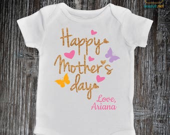 Happy First Mother's Day Onesie®, Personalized First Mother's Day Baby Outfit, Mothers Day gift from Baby Girl, My First Mother's Day Baby