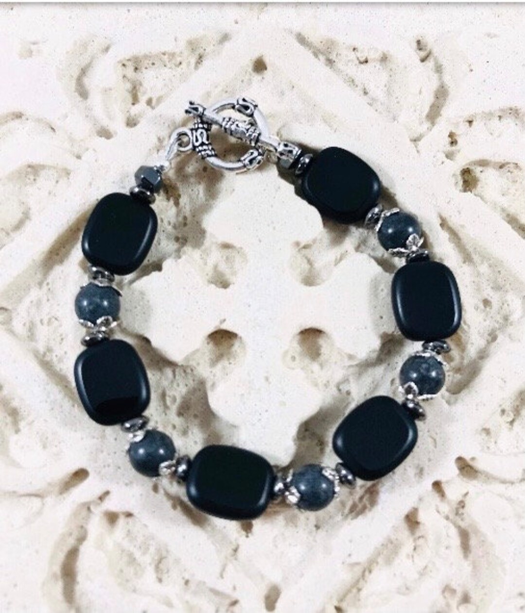 Irish Kilkenny Marble Bracelet, Irish Black Marble Bracelet,black