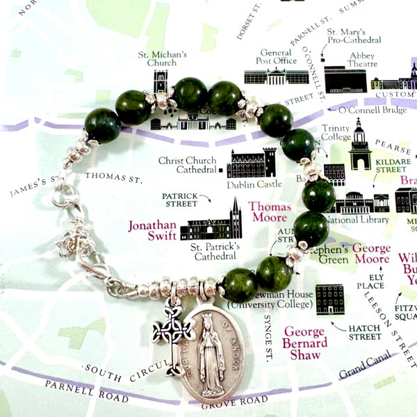 Our Lady of Knock Irish Connemara Marble Rosary Bracelet,Connemara Marble Rosary, Marble Rosary Bracelet