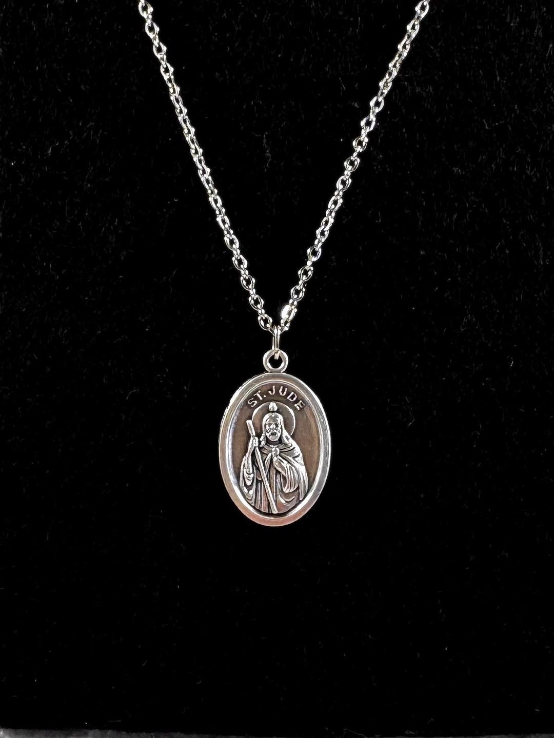 St Jude Silver Medal Necklace, Saint Pendant - Etsy