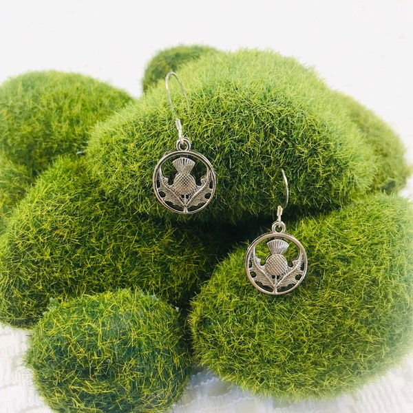 Scotland Heather Thistle Antique Silver Earring,Scottish Flower Earrings, Scottish Silver Earring