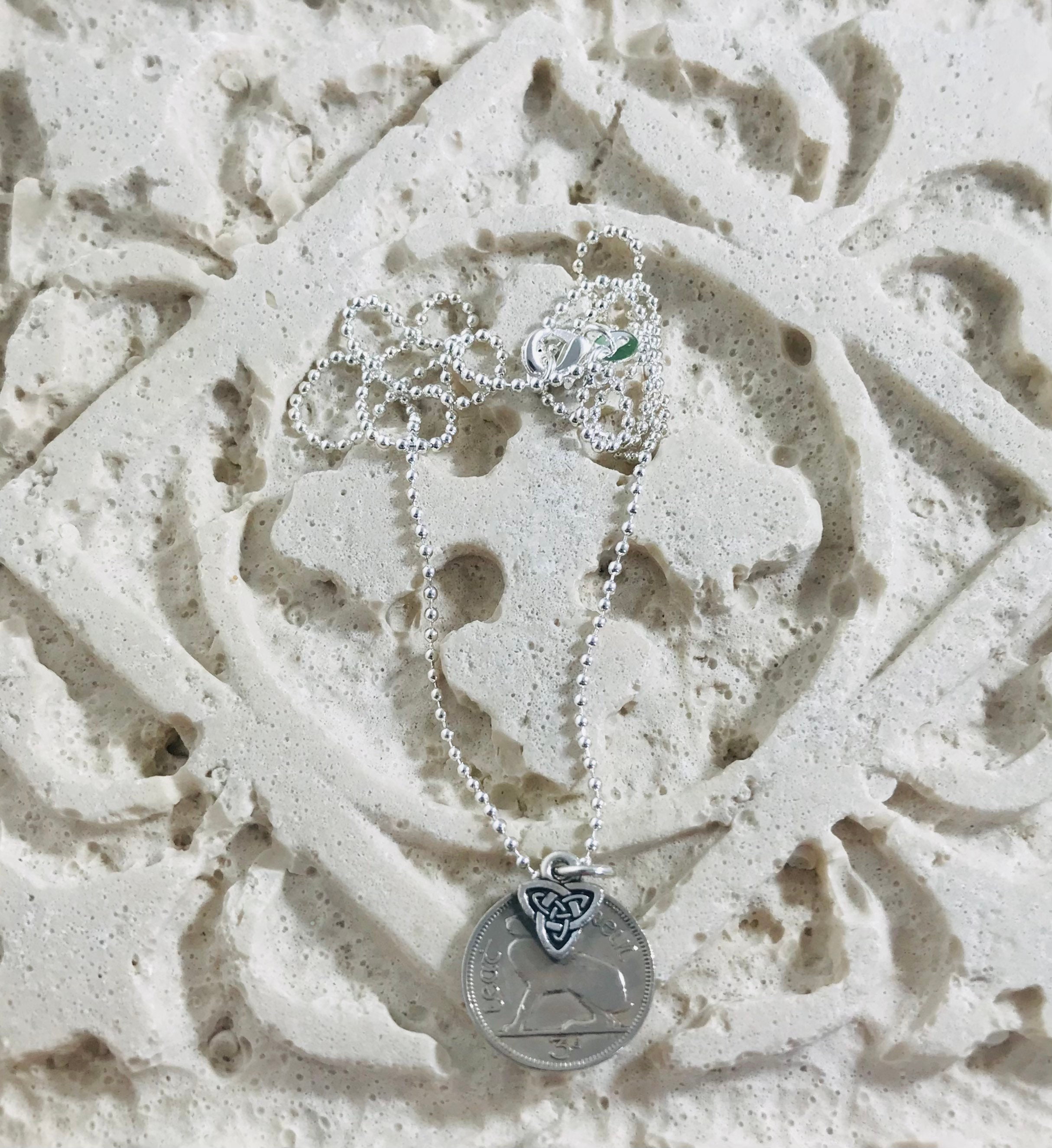 75th Birthday Irish Coin Necklace, 1949 Irish 3 Pence Necklace,silver ...