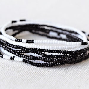 Juego de pulseras de cuentas de semillas, conjunto de pulseras negras, pulseras boho, pulseras hippies, pulseras tribales, pulseras de cuentas para mujeres, regalos para amigos