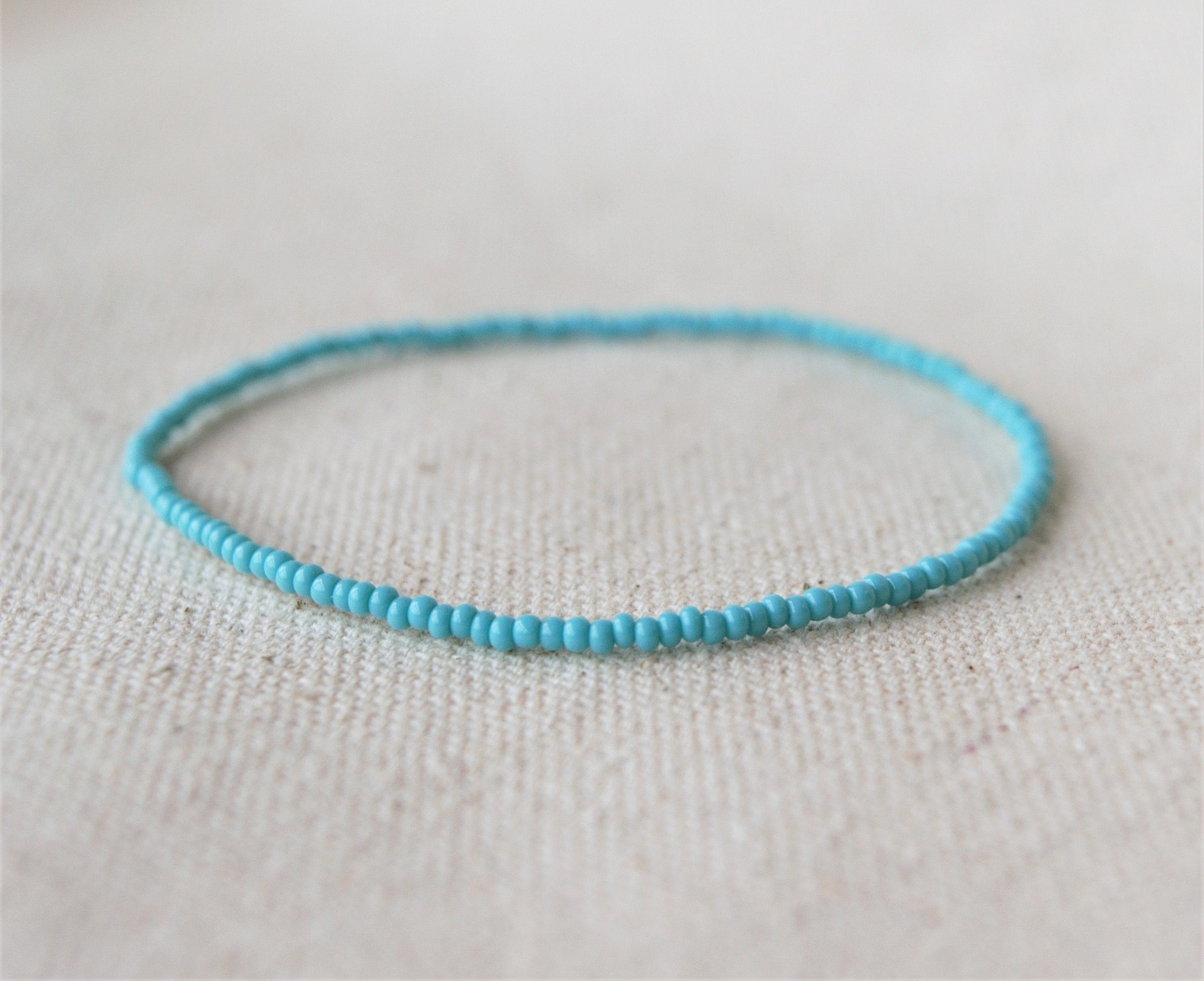 Turquoise Seed Bead Bracelet, Beach Bracelet, Boho Bracelet, Beaded B…
