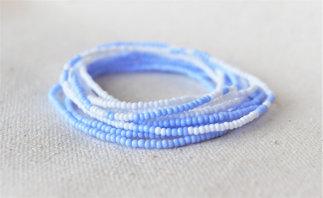 Light Blue Beaded Anklet Set Beach Anklet Boho Anklet Etsy