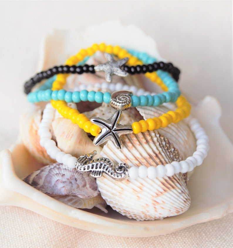 Beach Anklet Set Starfish Anklet Seahorse Anklet Seashell Etsy