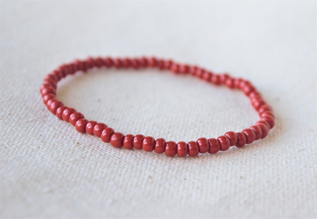 Beaded Red Bracelet Seed Bead Bracelets Boho Bracelet Etsy