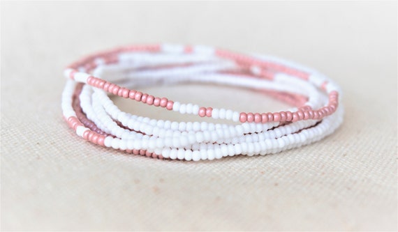 Pink Seed Bead Anklet Set Beach Anklet Boho Anklet Beaded - Etsy