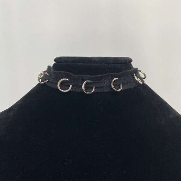 Bound Choker Mini O Ring Soft Fabric Necklace