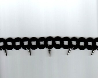 Barbed Choker Braided Ribbon Choker with Spikes