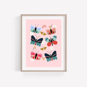 Pink Butterfly Art Print, Colorful Butterfly Art Print, Butterly Wall Art, Baby Room Wall Art, Nursery Wall Art