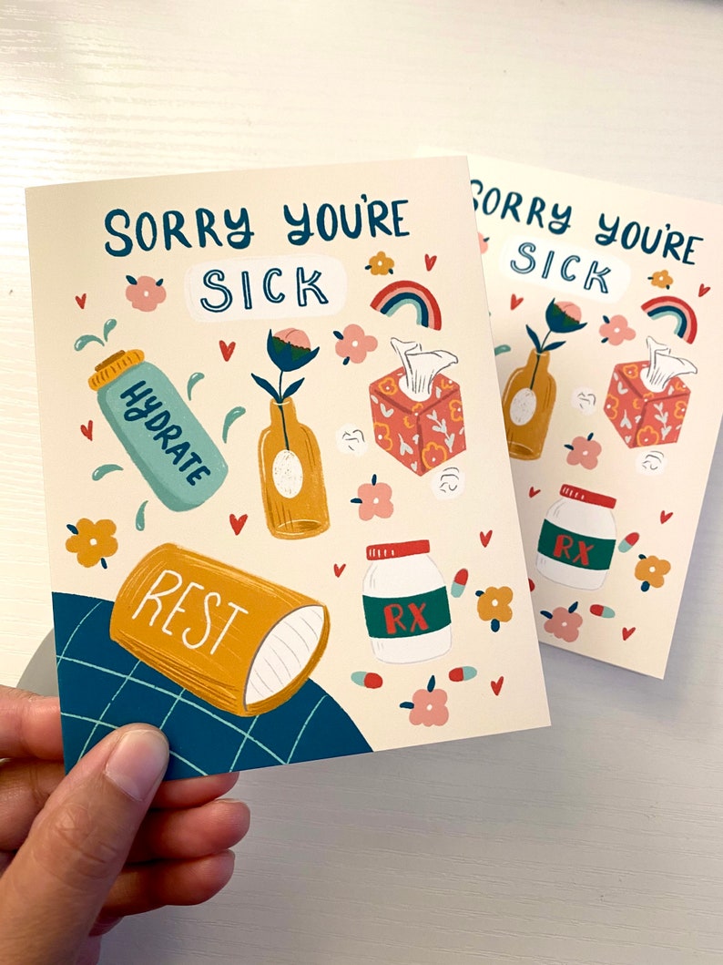 Get Well Soon Card Card for Sick People Sorry Youre Sick Etsy