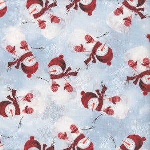 3 Wishes Fabrics A Christmas to Remember Beth Albert Snowman Toss - Snowman fabric - Quilting Fabric