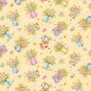 Yellow Medium Toss Floral by P&B Textiles - Boots and Blooms by Sillier Than Sally Designs Collection