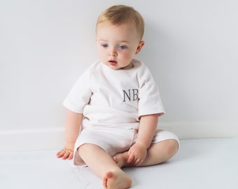 Personalised Embroidered Children's Ribbed Shorts and T-shirt Set - Embroidered Kids Sets - Perfect for Summer - Holidays - School
