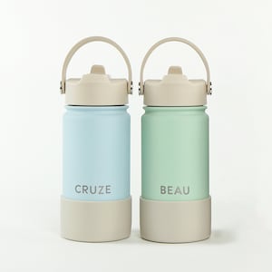 Gourde personnalisée isotherme et réutilisable - 14 oz/400 ml - Horizontal - École - Crèche - Voyage