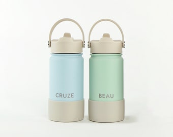 Personalised Engraved Insulated and Reusable Drinks Bottle - 14oz/400ml - Clay Font/Horizontal