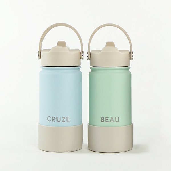 Personalised Engraved Insulated and Reusable Drinks Bottle - 14oz/400ml - Clay Font/Horizontal