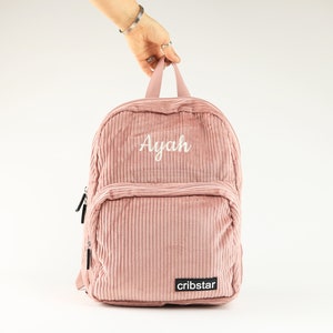 Sac à dos personnalisé en velours côtelé rose rose pour enfants