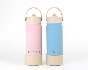 Personalised Insulated and Reusable Drinks Bottle 18oz/500ml - Laser Engraved - Horizontal - Perfect for Kids and Adults - Great Gift!